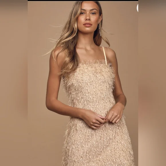 champagne dress bodycon Cowl Champagne Sequins Mini Homecoming Dress main image 0